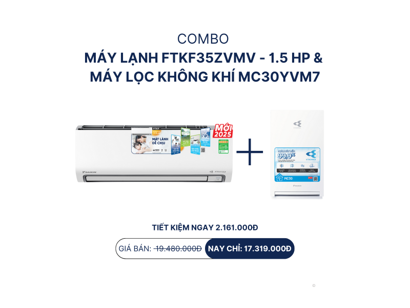 Combo máy lạnh FTKF35ZVMV - 1.5 HP +  máy lọc không khí MC30YVM7