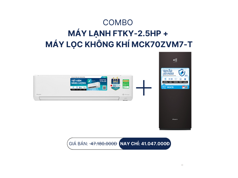 Combo máy lạnh FTKY-2.5HP + máy lọc không khí tạo ẩm MCK70ZVM7-T