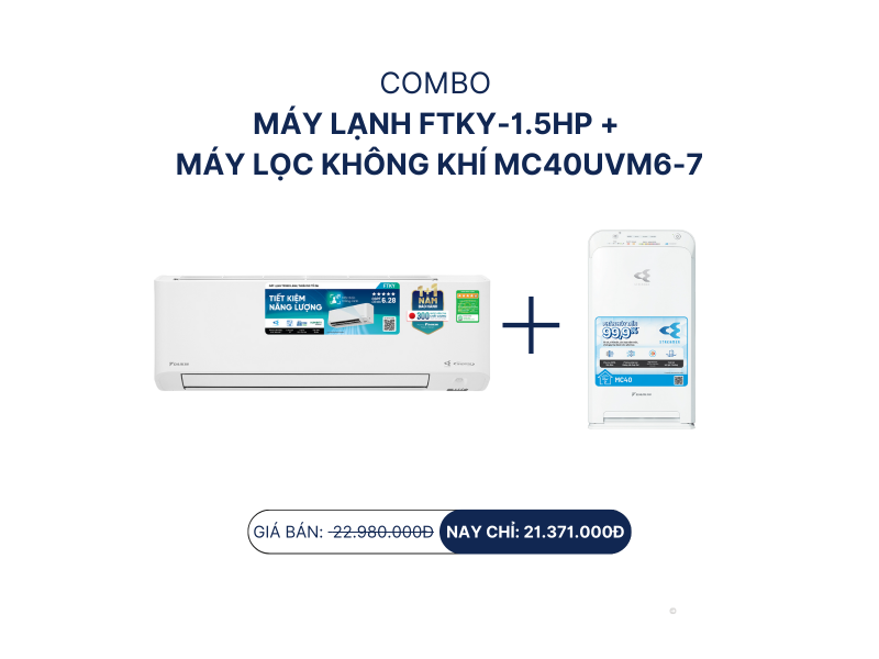 Combo máy lạnh FTKY-1HP + máy lọc không khí MC40UVM6-7
