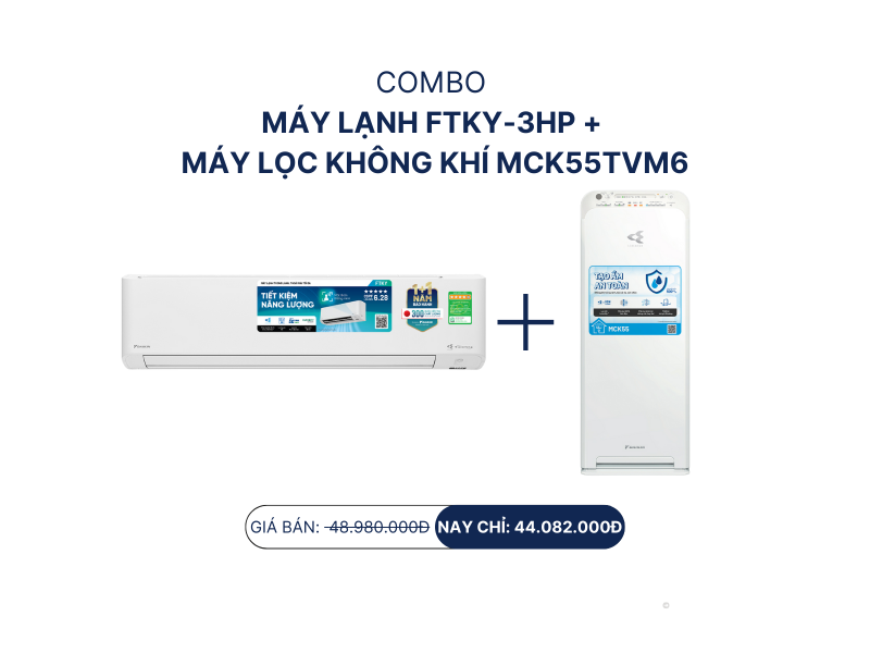 Combo máy lạnh FTKY-3HP + máy lọc không khí tạo ẩm MCK55TVM6