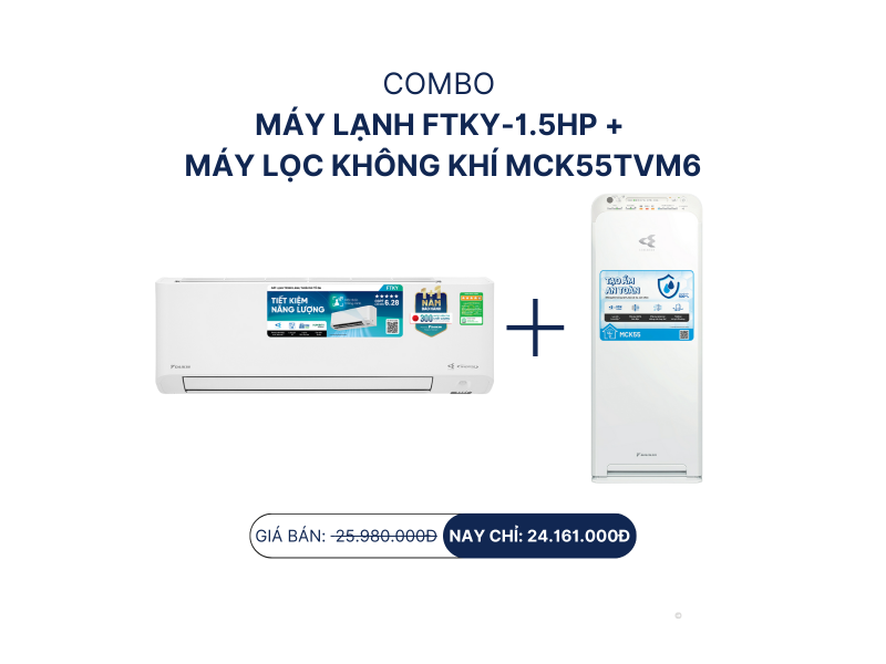 Combo máy lạnh FTKY-1.5HP + máy lọc không khí tạo ẩm MCK55TVM6