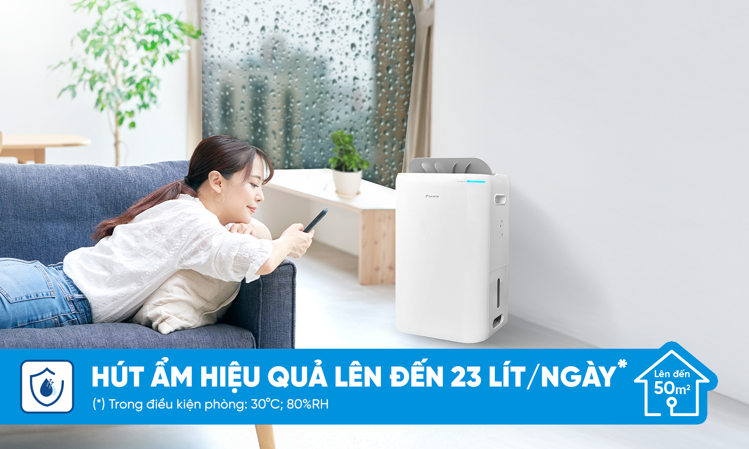 Khả năng h&uacute;t ẩm l&ecirc;n đến 23 l&iacute;t/ng&agrave;y